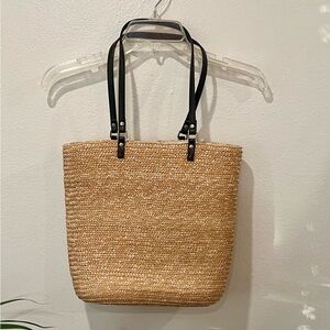 Tan Woven Tote Bag